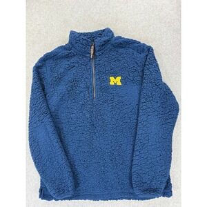 Michigan Wolverines SHERPA 1/4 Zip Campus Pullover (Women's Medium) Blue